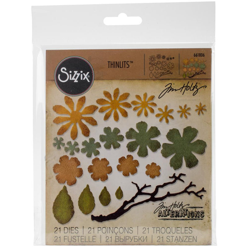 Sizzix Thinlits Die Set - Small Tattered Florals, 661806 by: Tim Holtz