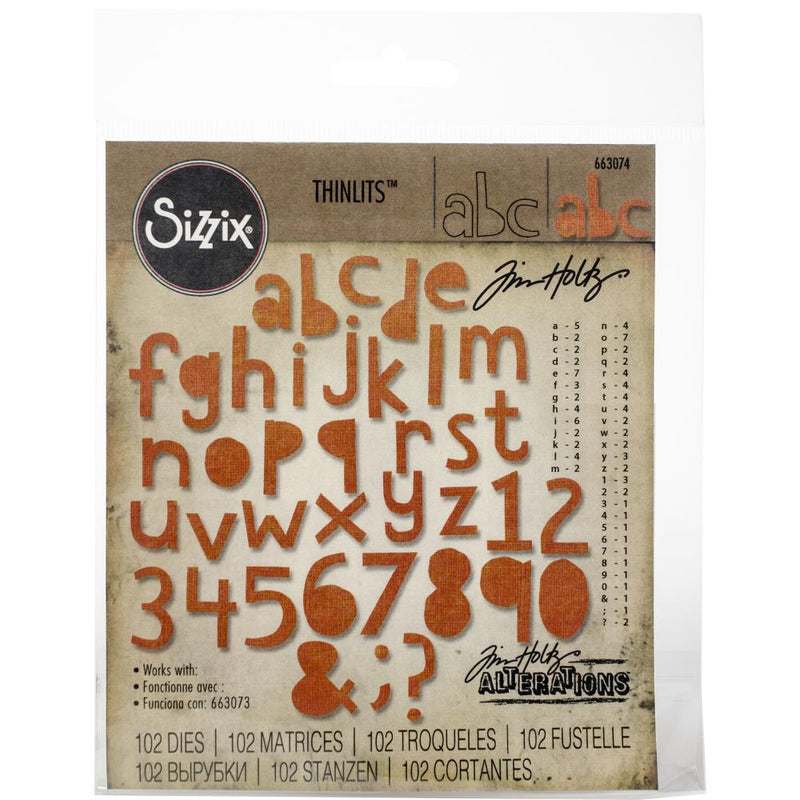 Sizzix Thinlits Die Set - Alphanumeric Cutout Lower, 663074 by: Tim Holtz