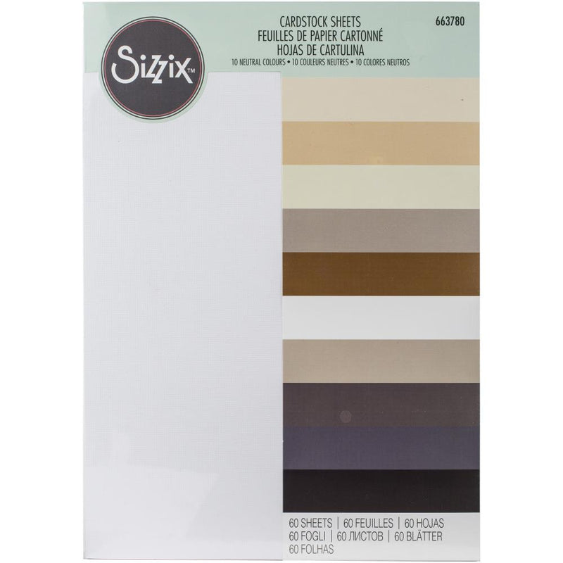 Sizzix Surfacez - Cardstock 60Pc - Neutrals 10 Colors, 663780