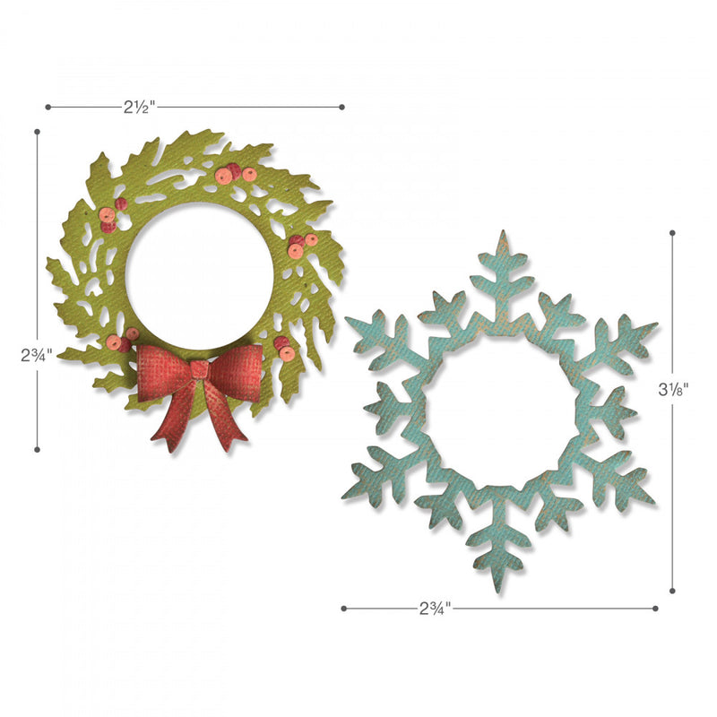 Sizzix Thinlits Die Set - Wreath & Snowflake, 664210 by: Tim Holtz