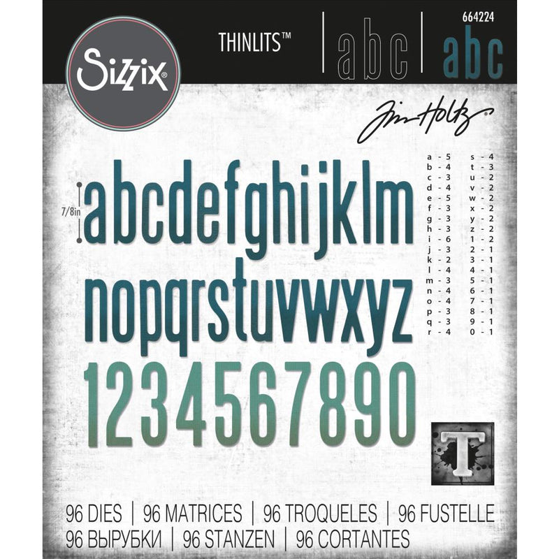Sizzix Thinlits Die Set - Alphanumeric Classic Lower, 664224 by: Tim Holtz