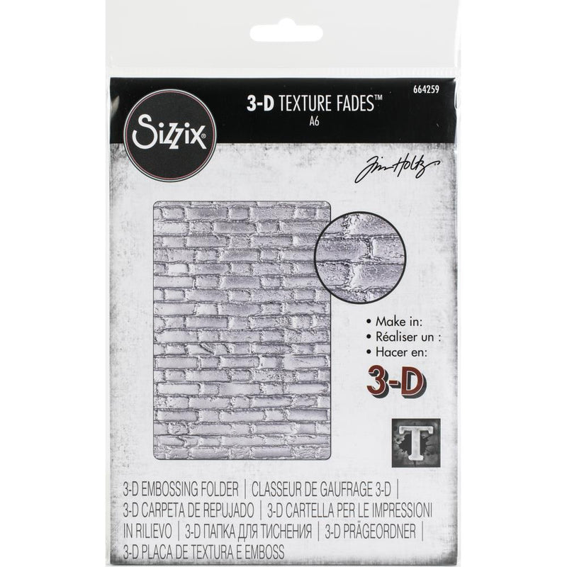 Sizzix 3-D Texture Fades Embossing Folder - Brickwork, 664259 by: Tim Holtz