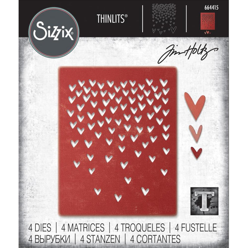 Sizzix Thinlits Die Set - Falling Hearts, 664415 by: Tim Holtz