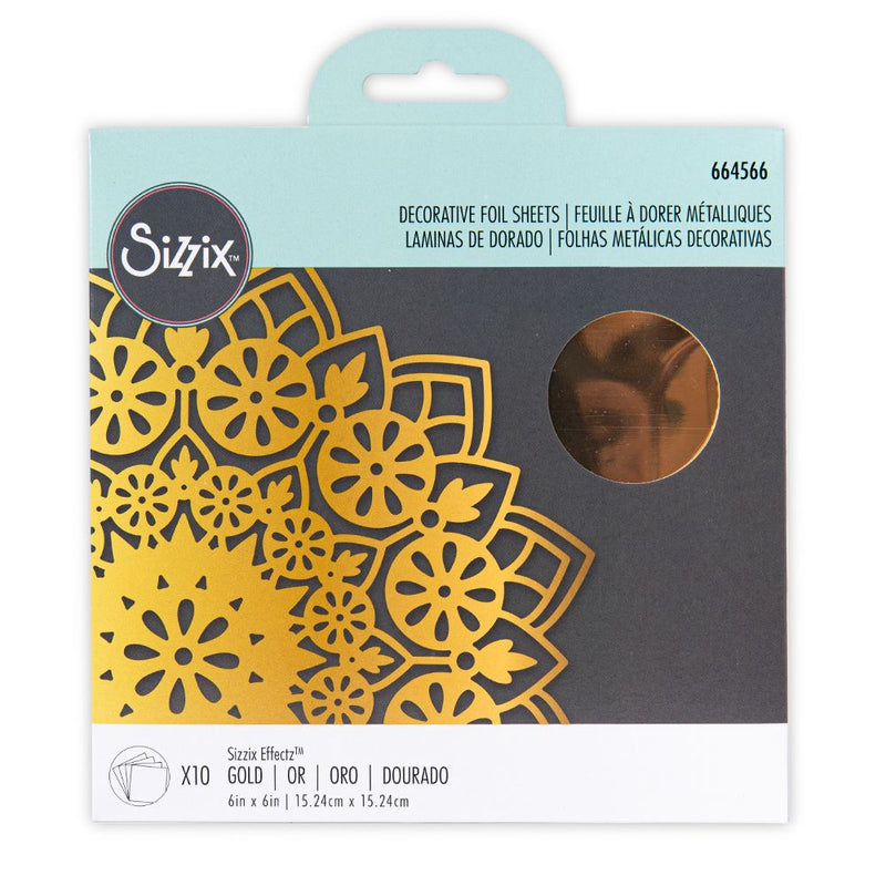 Sizzix Effectz - Decorative Foil Sheets 10Pc,, 6x6, Gold, 664566