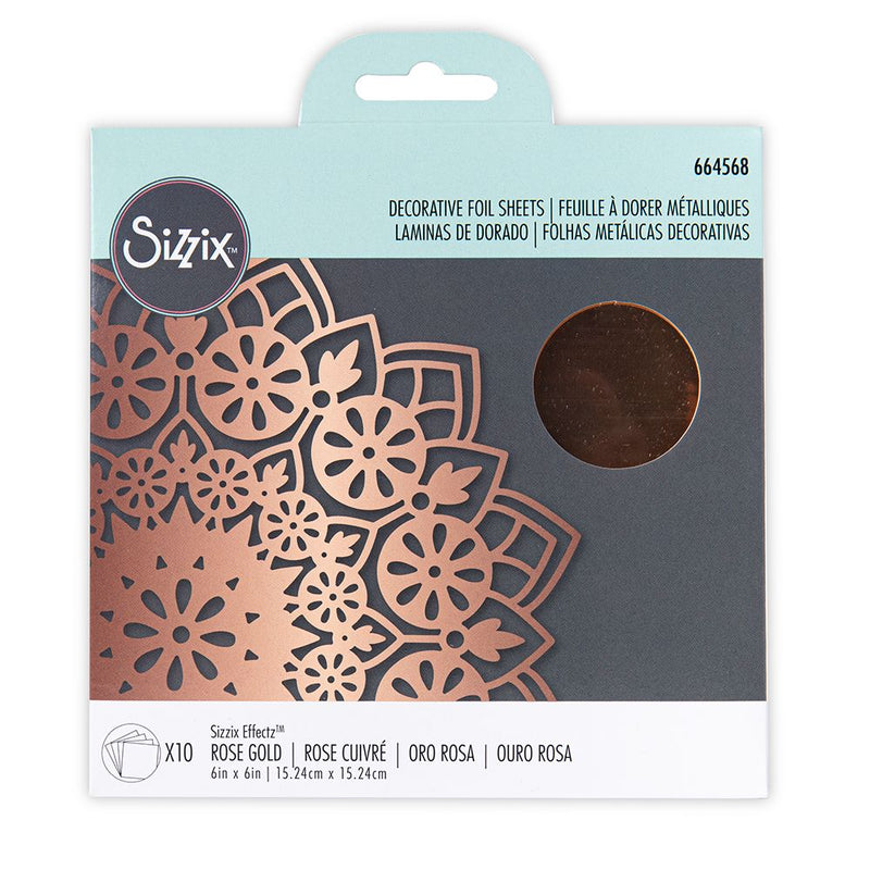 Sizzix Effectz - Decorative Foil Sheets 10Pc,, 6x6, Rose Gold, 664568