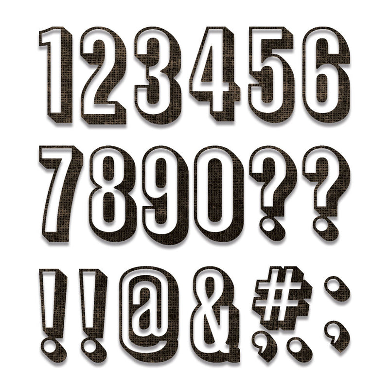 Sizzix Thinlits Die Set - Alphanumeric Shadow Numbers, 664808 by: Tim Holtz