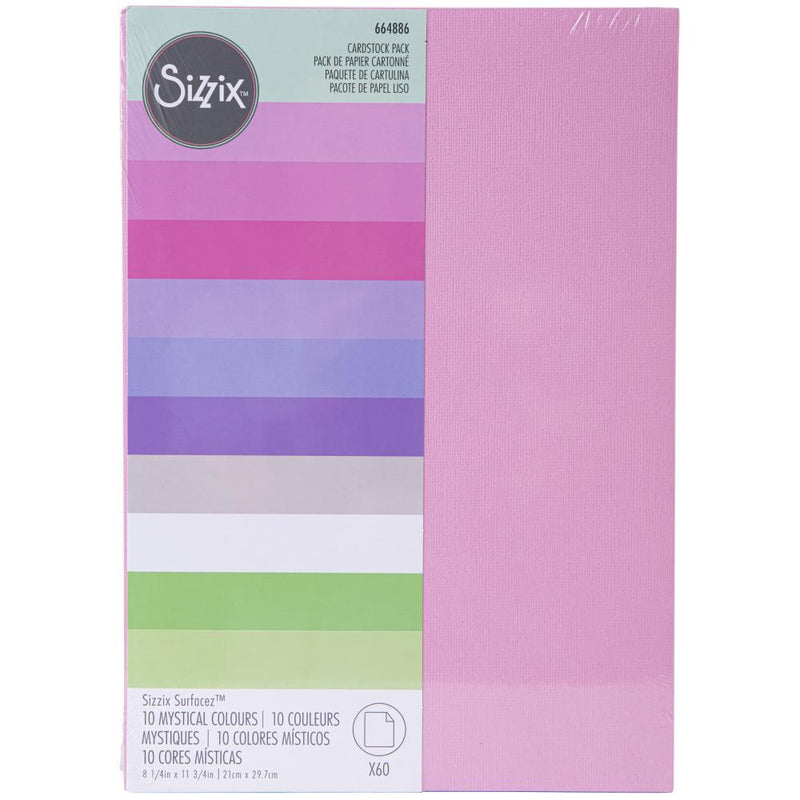 Sizzix Surfacez - Cardstock, 8.25 x 11.75 60Pc - Mystical 10 Colors, 664886