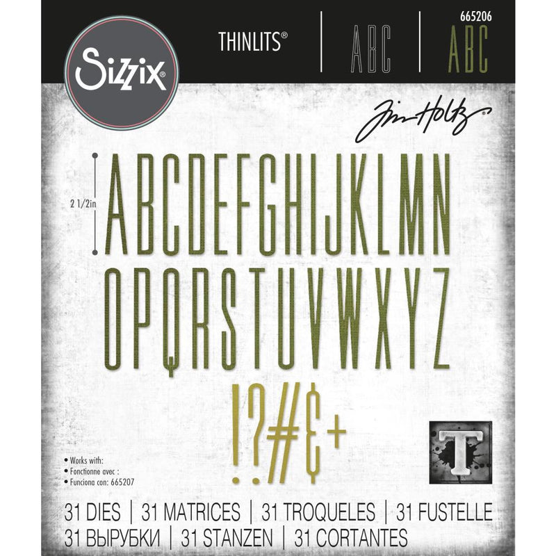 Sizzix Thinlits Die Set - Alphanumeric Stretch Upper, 665206 by: Tim Holtz