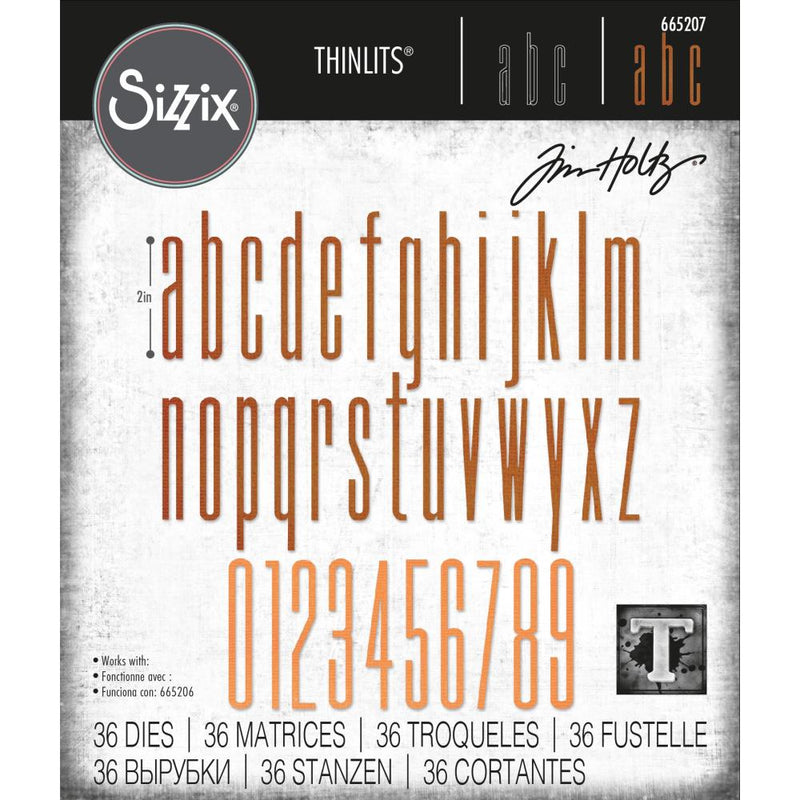 Sizzix Thinlits Die Set - Alphanumeric Stretch Lower & Numbers, 665207 by: Tim Holtz