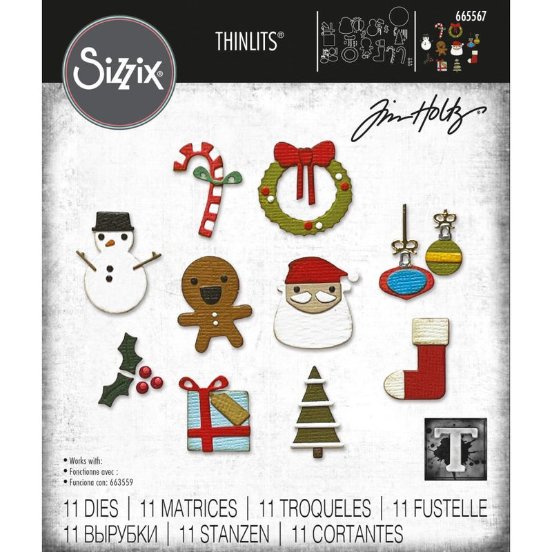 Sizzix Thinlits Die Set  - Christmas Minis, 665567 by: Tim Holtz
