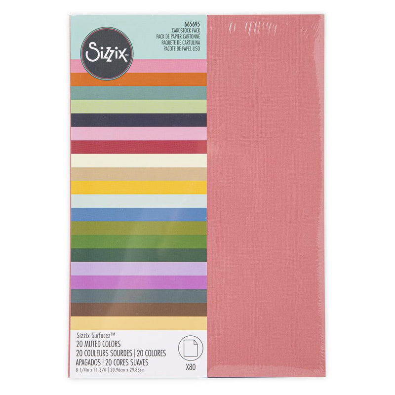 Sizzix Surfacez Cardstock Pack 80Pc - Muted, 20 Colors, 665695