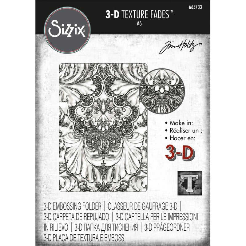 Sizzix 3-D Texture Fades Embossing Folder - Damask, 665733 by: Tim Holtz