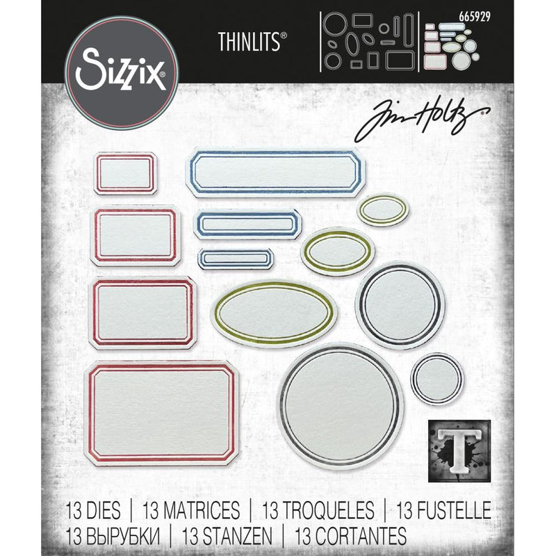 Sizzix Thinlits Die Set 37PK - Vintage Labels, 665929 by: Tim Holtz