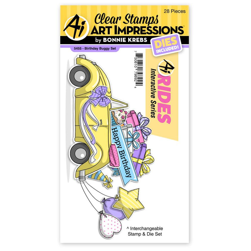 Art Impressions RIDES Stamp & Die Set - Birthday Buggy Set, AIR5455