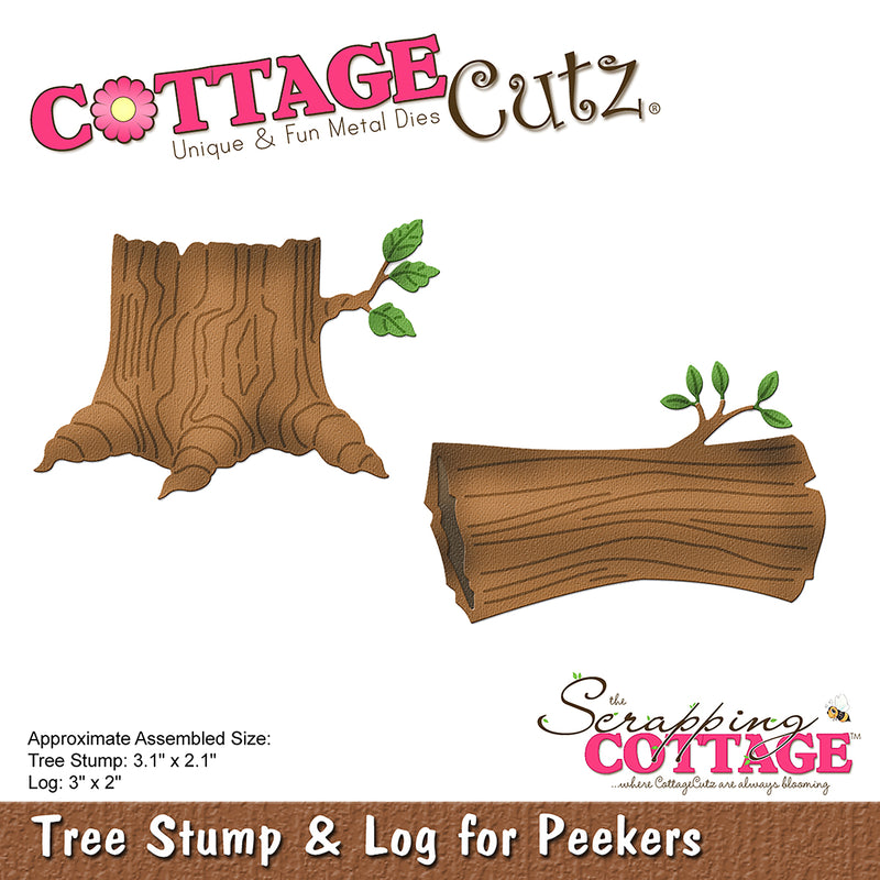 CottageCutz Dies - Tree Stump & Log for Peekers, CC-232