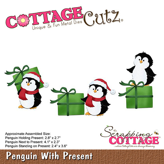 CottageCutz Dies - Penguin With Present, CC-346