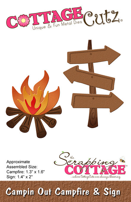 CottageCutz Die - Campin' Out Campfire & Sign CC-934