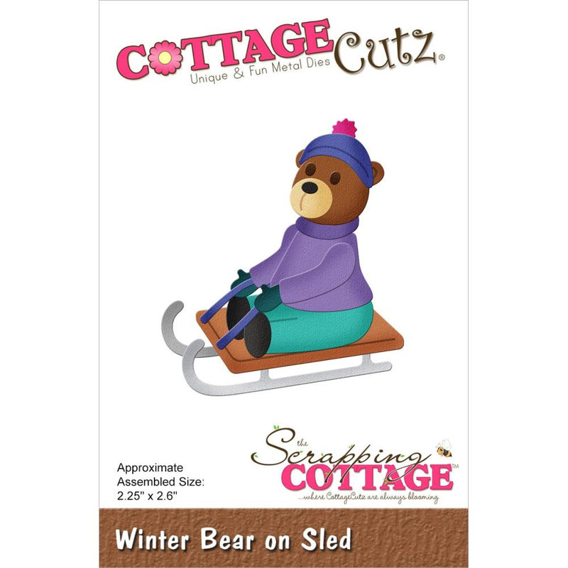 Cottage Cutz Dies - Winter Bear On Sled, CC-960
