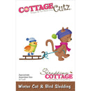 Cottage Cutz Dies - Winter Cat & Bird Sledding, CC-961
