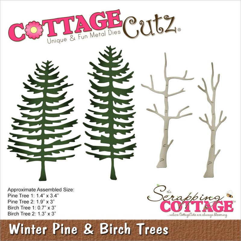 CottageCutz Dies - Winter Pine & Birch Trees, CC-970