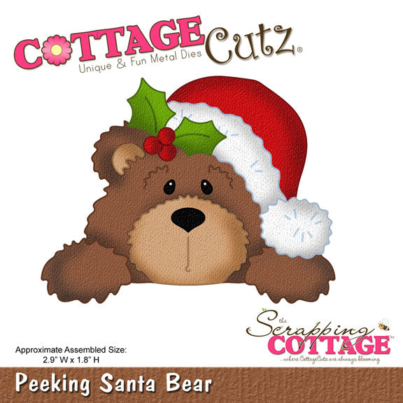 CottageCutz Dies - Peeking Santa Bear (4x4), CC4x4-593