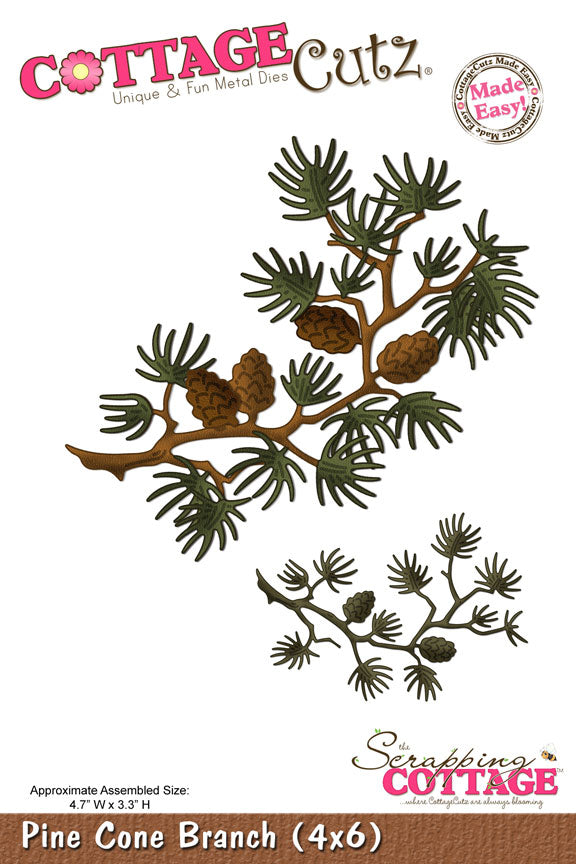CottageCutz Dies - Pine Cone Branch (4x6), CC4x6-038