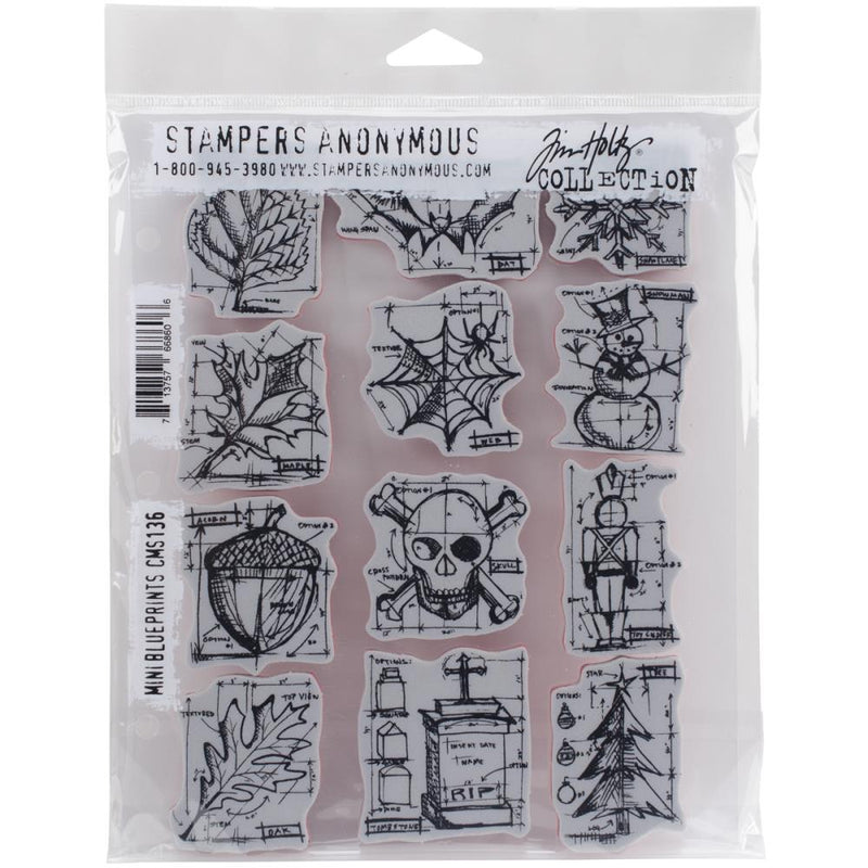 Stampers Anonymous Stamp Set - Mini Blueprints, CMS136 by: Tim Holtz