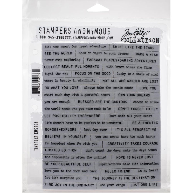 Stampers Anonymous Stamp Set - Tiny Text, CMS394 Designed by: Tim Holtz
