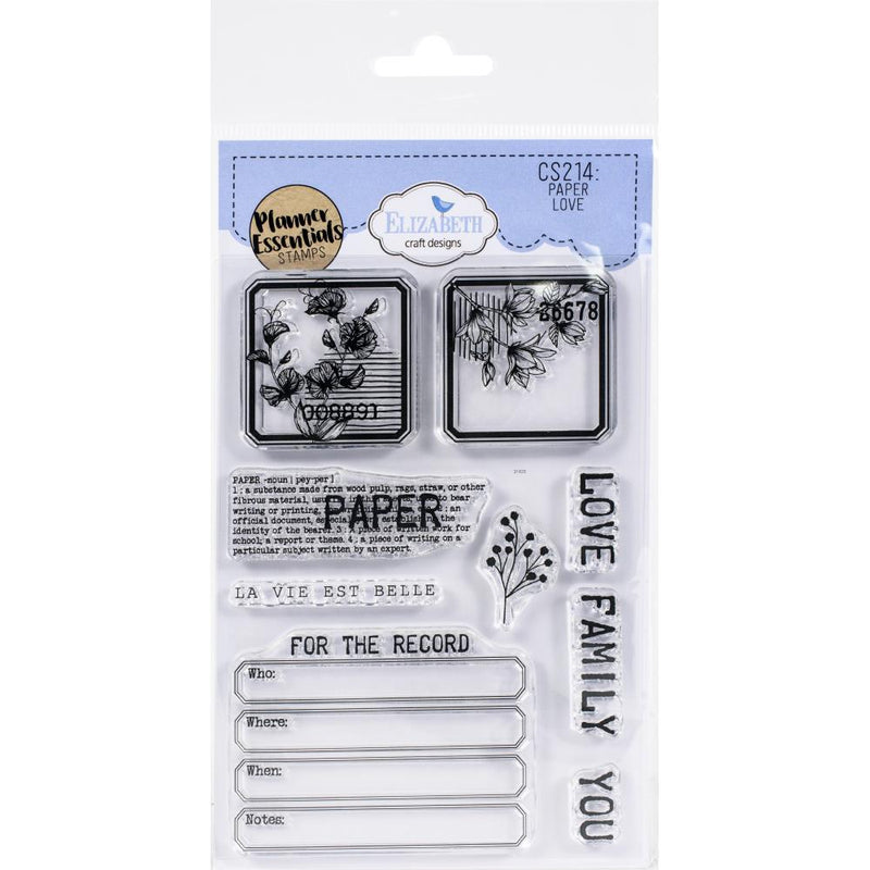 Elizabeth Craft Designs Stamp Set - Paper Love, CS214