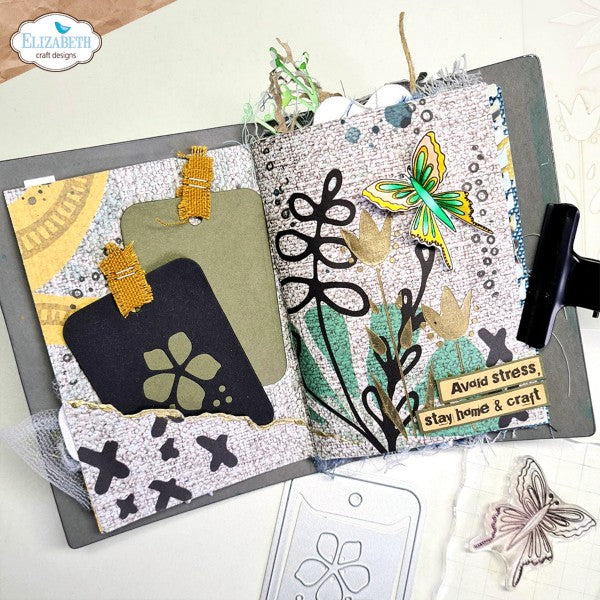 Elizabeth Craft Designs Stamp Set - Florals n' Fabrick Collection - Home Garden, CS265