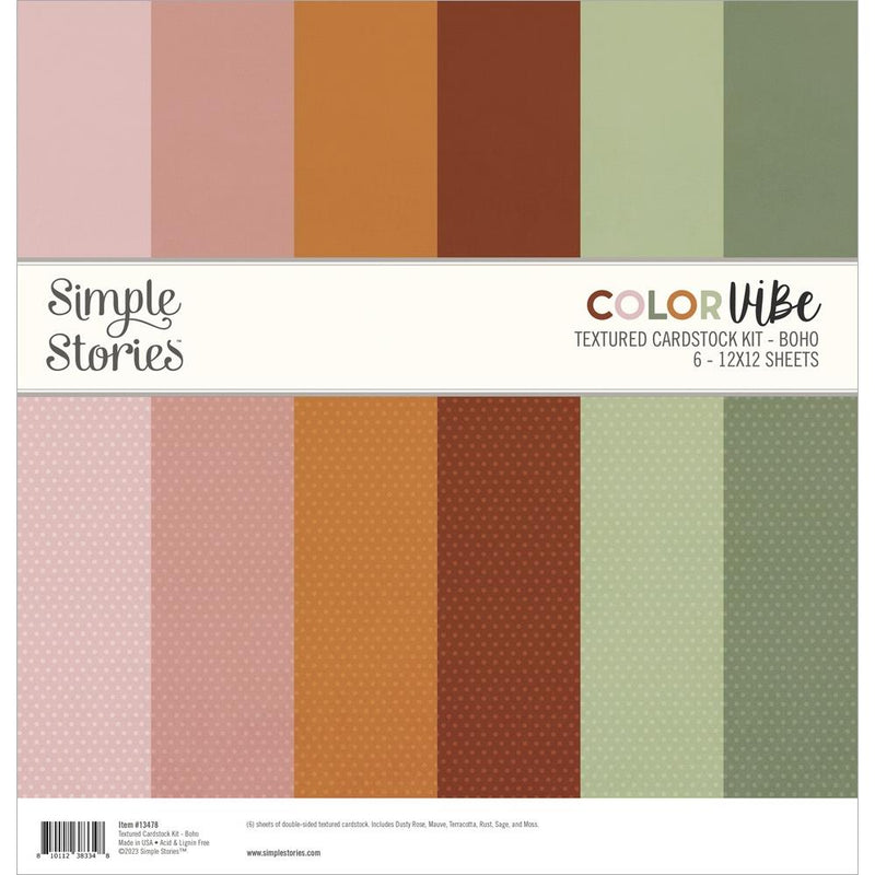 Simple Stories Textured Cardstock Kit 12x12 - ColorVIBE Boho, CV13478