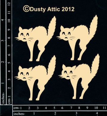 Dusty Attic Chipboard - Scaredy Cats, DA0140 ~ 4x4