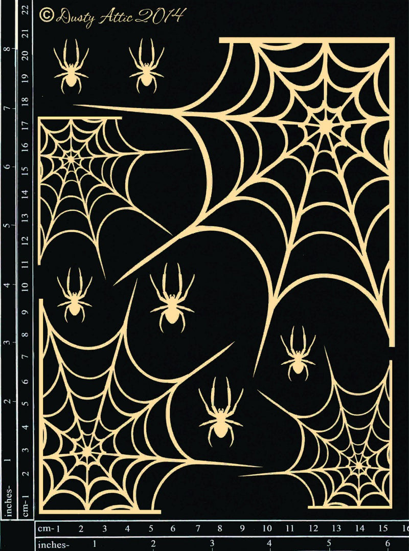 Dusty Attic Chipboard 6x8 - Spiders & Webs Set, DA0612