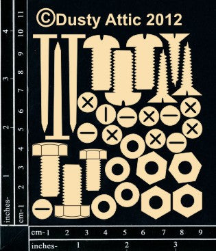 Dusty Attic Chipboard 3x4 - Nuts & Bolts, DA0817