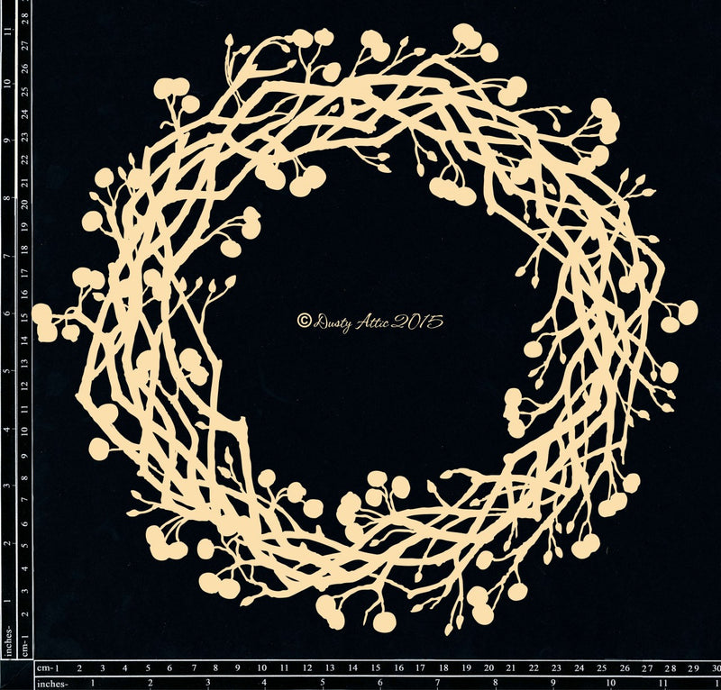 Dusty Attic Chipboard 12x12 - Wreath With Berries, DA1417
