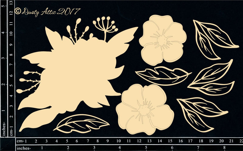 Dusty Attic Chipboard 5x8 - Floral Layers, DA1739