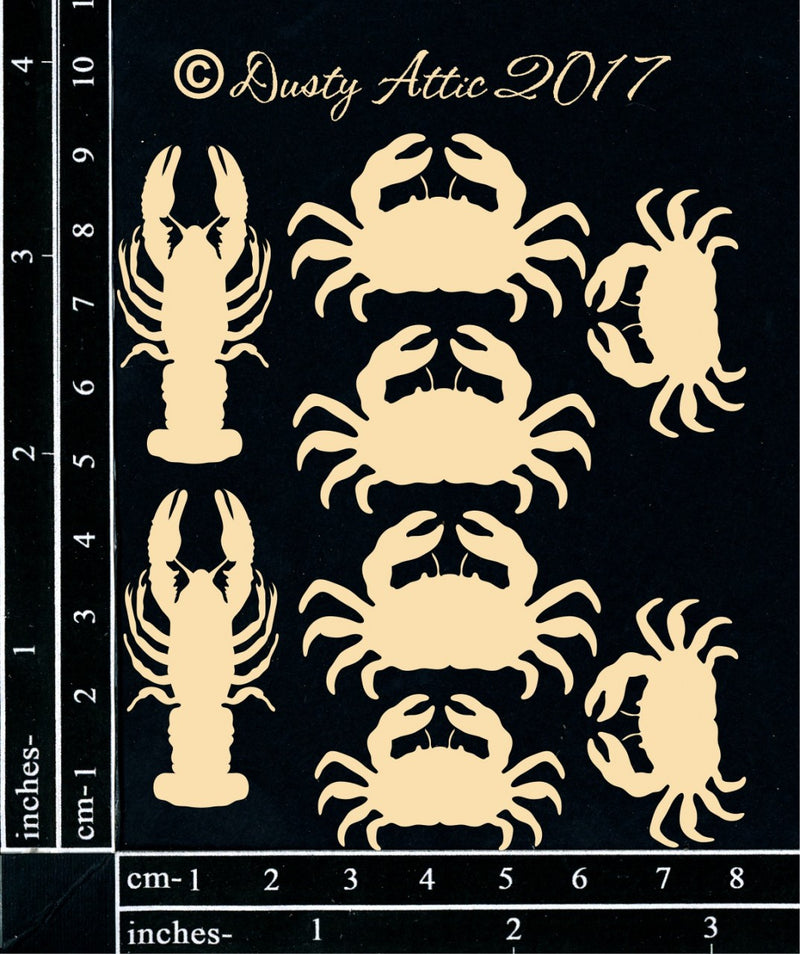 Dusty Attic Chipboard 3x4 - Mini Crabs & Lobsters, DA1915