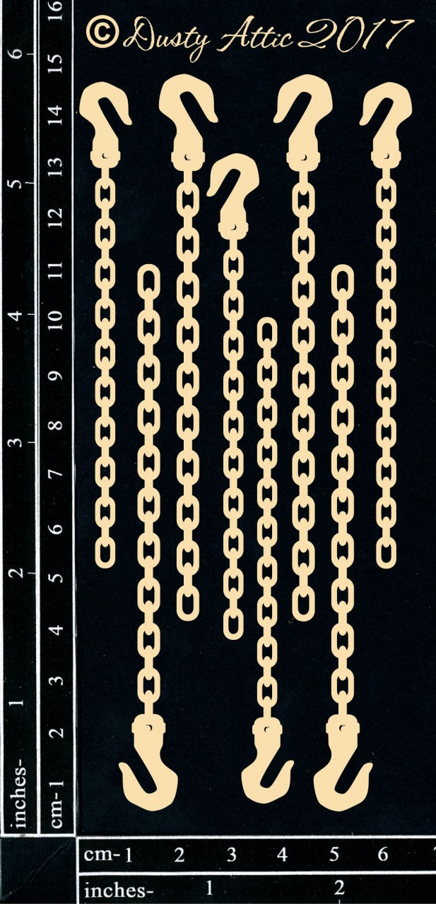 Dusty Attic Chipboard 3x6 - Industrial Chains, DA1938