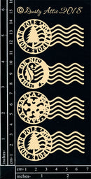Dusty Attic Chipboard 3x6- Christmas Postmarks, DA2243