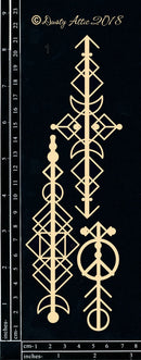 Dusty Attic Chipboard 3x8 - Geo Tribal Motif