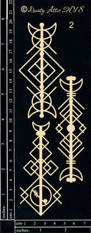 Dusty Attic Chipboard 3x8 - Geo Tribal Motif