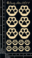Dusty Attic Chipboard 3x5 - Paw Prints - Cats, DA2421