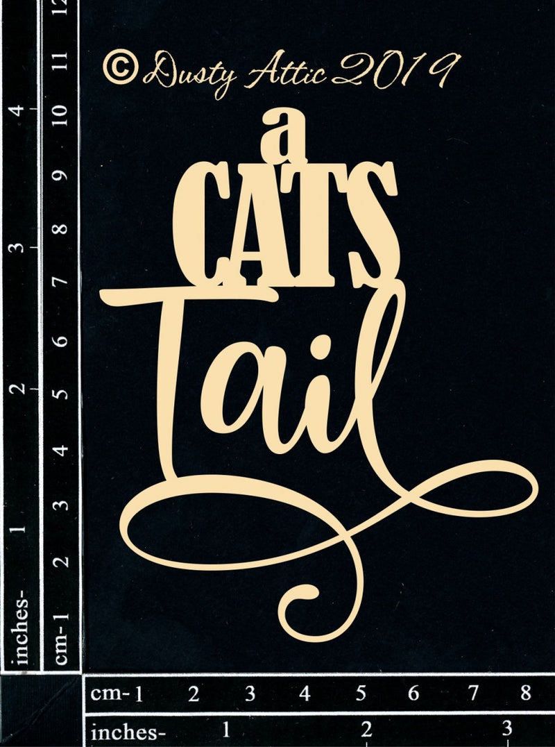 Dusty Attic Chipboard 4x4- A Cats Tail, DA2426