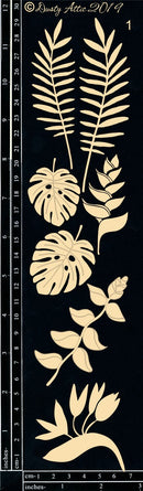 Dusty Attic Chipboard 3x12 - Tropical Foliage Mixed