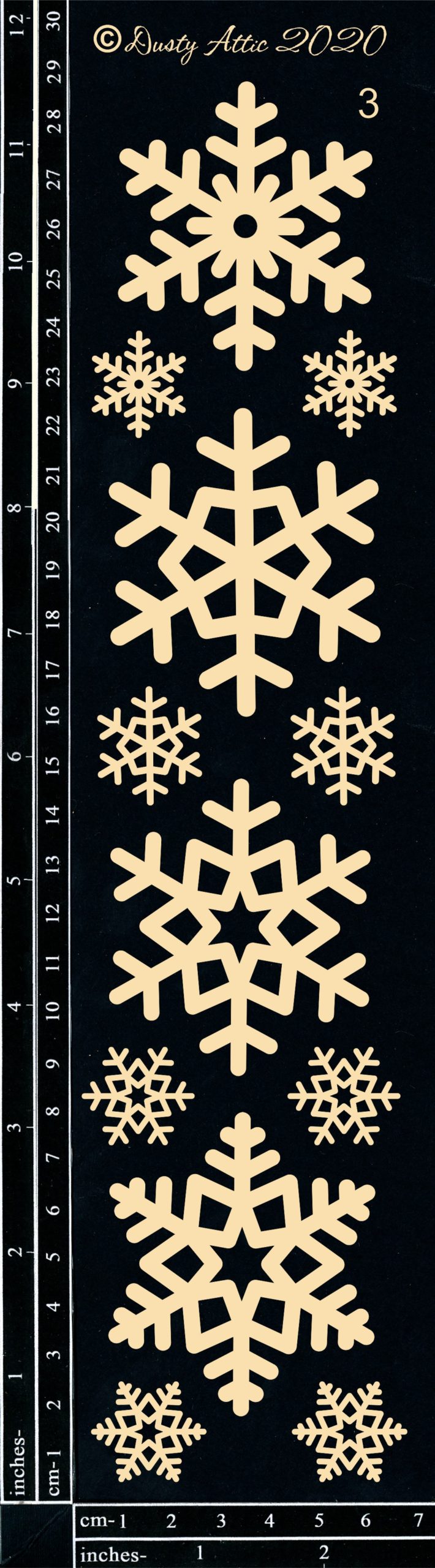 Dusty Attic Chipboard 3x12 - Snowflakes