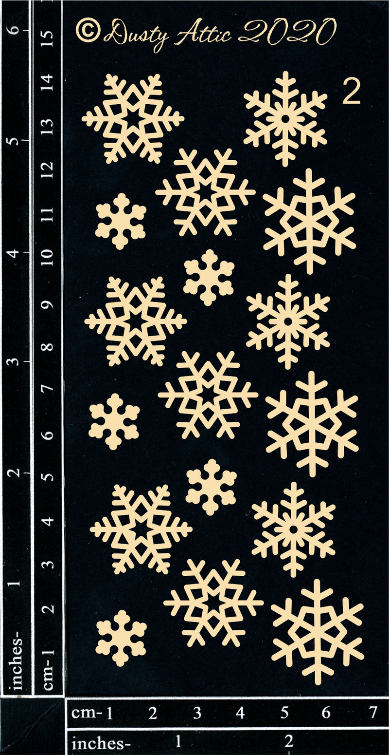Dusty Attic Chipboard 3x6 - Snowflakes
