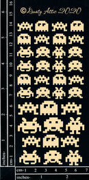 Dusty Attic Chipboard 3x6 - Space Invaders, DA2691