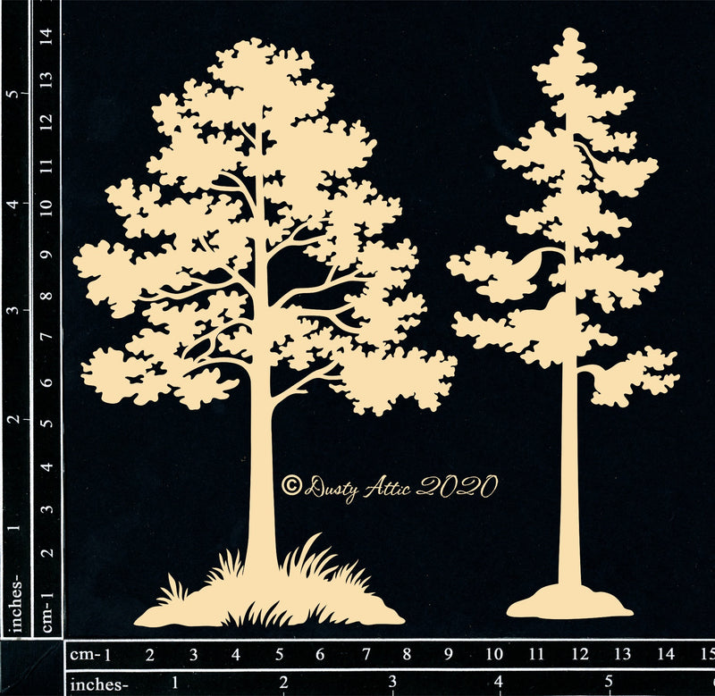 Dusty Attic Chipboard 6x6 - Park Trees Small, DA2701