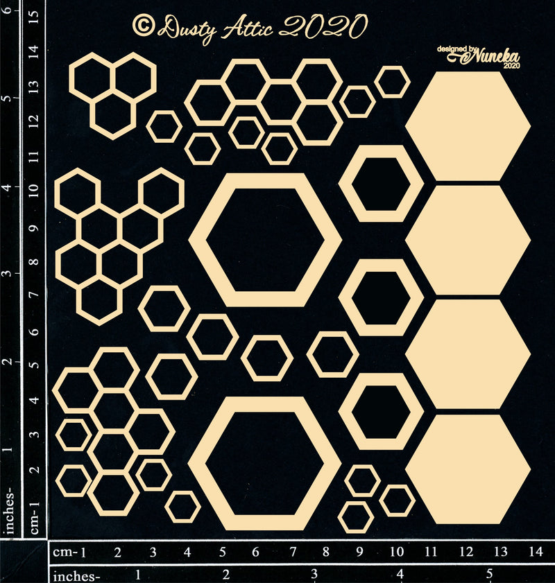 Dusty Attic Chipboard 6x6 - Hexagons - Nuneka, DA2735