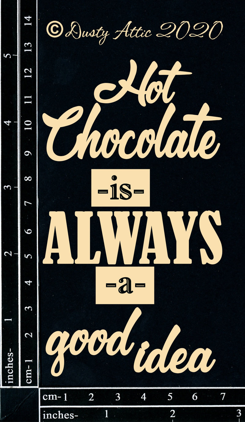 Dusty Attic Chipboard 3x6 - Hot Chocolate is Always a Good Idea, DA2848